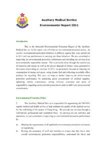 Auxiliary Medical Service Environmental Report 2011