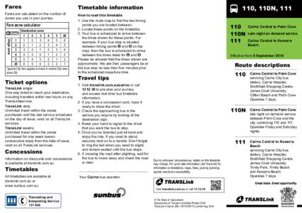 Fares  Timetable information Fares are calculated on the number of zones you use in your journey.