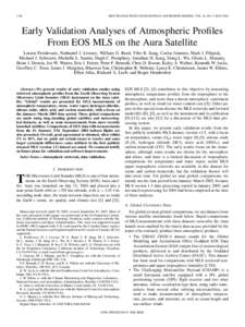 1106  IEEE TRANSACTIONS ON GEOSCIENCE AND REMOTE SENSING, VOL. 44, NO. 5, MAY 2006 Early Validation Analyses of Atmospheric Profiles From EOS MLS on the Aura Satellite