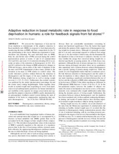 Biology / Basal metabolic rate / Thermogenesis / Dieting / Starvation response / Thermogenics / Refeeding syndrome / Adipose tissue / Food energy / Nutrition / Health / Medicine