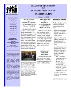 BOARD OF EDUCATION OF DORCHESTER COUNTY Every Child A Success!  BOARD CLIPS