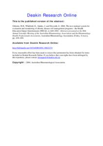 Abstracts presented at the Annual Scientific Meeting of the Australian Rheumatology Association and the Rheumatology Health Professionals Association, 2004