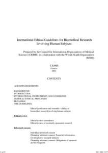 CIOMS International Ethical Guidelines for Biomedical Researc...