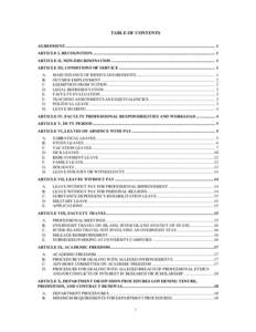 TABLE OF CONTENTS AGREEMENT .............................................................................................................................................. 1 ARTICLE I, RECOGNITION ........................
