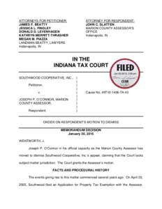 ATTORNEYS FOR PETITIONER: JAMES F. BEATTY JESSICA L. FINDLEY DONALD D. LEVENHAGEN KATHRYN MERRITT-THRASHER MEGAN M. PIAZZA