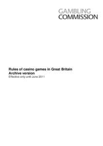 Rules of casino games in Great Britain - June 2011