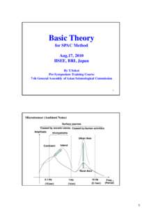Basic Theory for SPAC Method Aug.17, 2010 IISEE, BRI, Japan By T.Yokoi Pre-Symposium Training Course