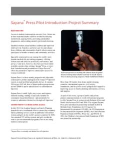 Sayana Press Pilot Introduction Summary