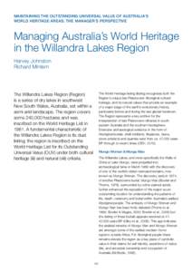 Australian National Heritage List / Willandra Lakes Region / Lake Mungo / Mungo National Park / Mungo / Lakes Region / Willandra /  Ryde / Australian Aborigines / Protected areas of Australia / Geography of Australia / States and territories of Australia / Archaeology