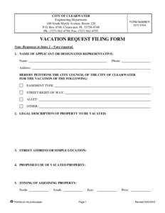 Vacation Request Filing Form