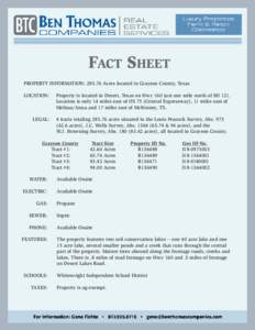 FACT SHEET PROPERTY INFORMATION: Acres located in Grayson County, Texas LOCATION: LEGAL: