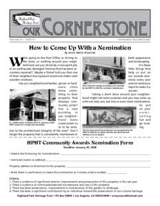 Volume XII • Issue VI  NOVEMBER/DECEMBER 2007 How to Come Up With a Nomination