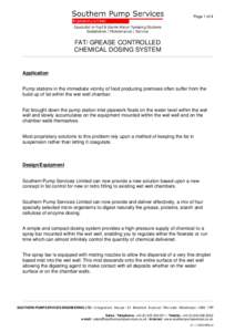 Page 1 of 4  FAT/ GREASE CONTROLLED CHEMICAL DOSING SYSTEM  Application