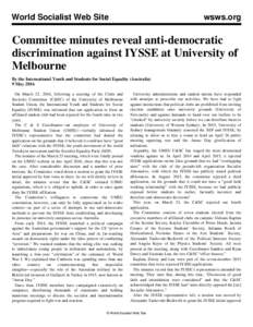 World Socialist Web Site  wsws.org Committee minutes reveal anti-democratic discrimination against IYSSE at University of