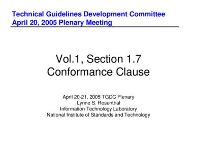 Microsoft PowerPoint - ConformanceApril TGDC.ppt