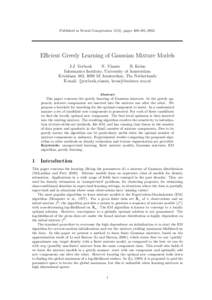 Published in Neural Computation 15(2), pages, Efficient Greedy Learning of Gaussian Mixture Models J.J. Verbeek N. Vlassis B. Kr¨ose