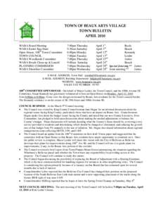 TOWN OF BEAUX ARTS VILLAGE TOWN BULLETIN APRIL 2010 *******************************************************************************************  WABA Board Meeting