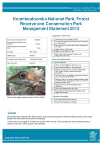 Koombooloomba National Park, Forest Reserve and Conservation Park Management Statement 2013