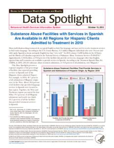 CBHSQ Data Spotlight: Substance Abuse Facilities with Services in Spanish Are Available in All Regions for Hispanic Clients Admitted to Treatment in 2010