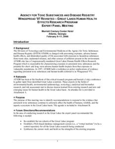 AGENCY FOR TOXIC SUBSTANCES AND DISEASE REGISTRY   WINGSPREAD ’97 REVISITED – GREAT LAKES HUMAN HEALTH  EFFECTS RESEARCH PROGRAM 