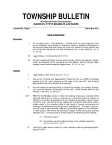 TOWNSHIP BULLETIN AND UNIFORM COMPLIANCE GUIDELINES ISSUED BY STATE BOARD OF ACCOUNTS ____________________________________________________________________________________ Volume 295, Page 1