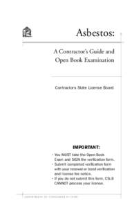 Asbestos: A Contractor’s Guide and Open Book Examination Contractors State License Board