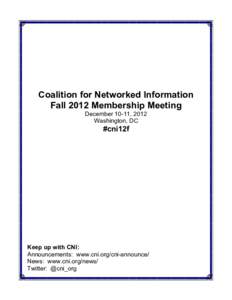 CNI Fall 2012 Schedule of Events