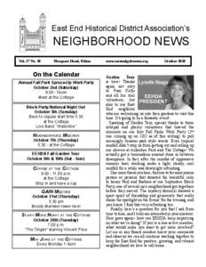 East End Historical District Association’s  NEIGHBORHOOD NEWS Vol. 37 No. 10