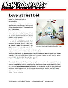 Love at first bid Posted: 12:01 AM, March 4, 2010 By MAX GROSS