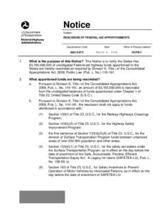 109th United States Congress / Safe /  Accountable /  Flexible /  Efficient Transportation Equity Act: A Legacy for Users / United States Code / Transportation Equity Act for the 21st Century / Rescission / Law / Government / Contract law