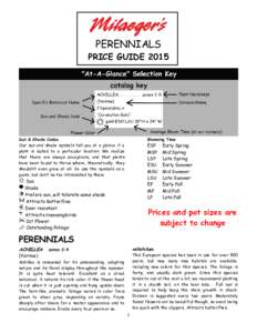 PERENNIALS  PRICE GUIDE 2015 Sun & Shade Codes Our sun and shade symbols tell you at a glance if a