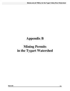 Metals and pH TMDLs for the Tygart Valley River Watershed  Appendix B Mining Permits in the Tygart Watershed