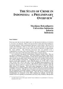 The State of Crime in Indonesia  THE STATE OF CRIME IN INDONESIA: A PRELIMINARY * OVERVIEW