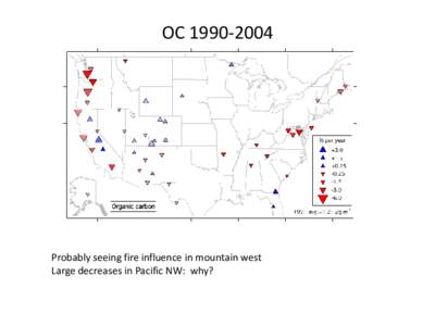 OCProbably seeing fire influence in mountain west Large decreases in Pacific NW: why?  Sulfate