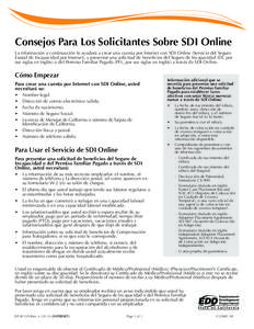 SDI Online Tips for Claimants (DE 8515/S)