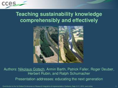 Teaching sustainability knowledge comprehensibly and effectively Photo: BHAteam Frauenfeld / CCES Record Project  Authors: Nikolaus Gotsch, Armin Barth, Patrick Faller, Roger Deuber,