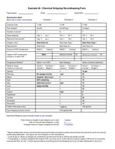 Example #6 - Chemical Stripping Recordkeeping Form Shop: ___________________ Plant Name: ______________ Record info in Bold Report info in italics semi-annually