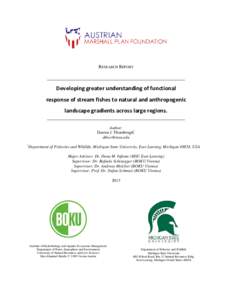 RESEARCH REPORT  ____________________________________________________ Developing greater understanding of functional response of stream fishes to natural and anthropogenic