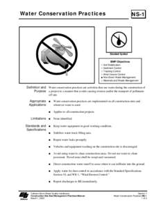 Water Conservation Practices  NS-1 Standard Symbol BMP Objectives