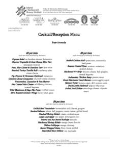  (Cocktail/Reception Menu Pass-Arounds