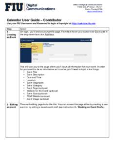 Office of Digital CommunicationsS.W. 8th Street - PC 421 Miami, FloridaCalendar User Guide – Contributor