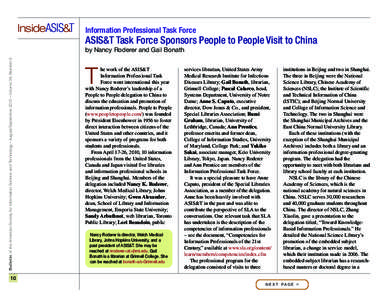 InsideASIS&T  Information Professional Task Force ASIS&T Task Force Sponsors People to People Visit to China Bulletin of the American Society for Information Science and Technology – August/September 2010 – Volume 36
