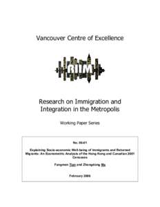 Vancouver Centre of Excellence  Research on Immigration and Integration in the Metropolis Working Paper Series