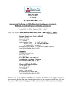 202 E. North Street Decatur, IL[removed]7000 HOUSING INFORMATION International Workshop on Public Education, Training, and Community
