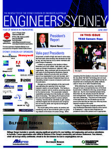 THE NEWSLETTER OF THE SYDNEY DIVISION OF ENGINEERS AUSTRALIA  YEAR OF WOMEN IN ENGINEERING Sydney Division