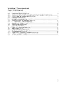 SERIES 200 – ADMINISTRATION TABLE OF CONTENTS 222