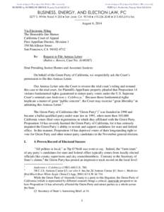 BUSINESS, ENERGY, AND ELECTION LAW, PC 3277 S. White Road # 233 ● San Jose, CA 95148 ● [removed] ● [removed]fax ~~~~~~~~~ August 6, 2014 Via Electronic Filing