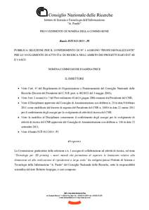 Consiglio Nazionale delle Ricerche Istituto di Scienza e Tecnologie dell’Informazione “A. Faedo” . PROVVEDIMENTO DI NOMINA DELLA COMMISSIONE