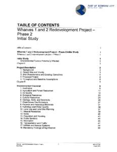PORf OF REDWOOD CIIY  Serv¡ng Silicon Volley TABLE OF CONTENTS Wharves 1 and 2 Redevelopment Project