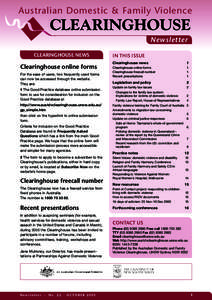 Australian Domestic & Family Violence  Clearinghouse Newsletter  Clearinghouse news